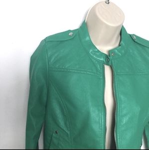 Vero Moda Teal Green Faux Leather Jacket